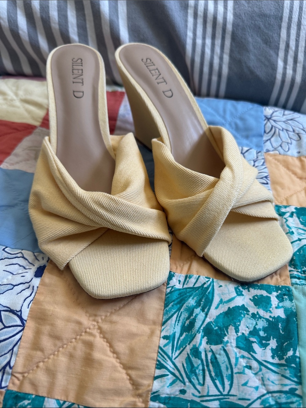 Yellow Knotted Mule Heels